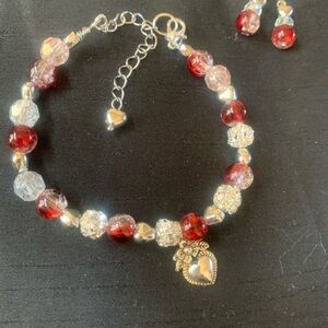 Elegant Red and Silver Beaded Bracelet